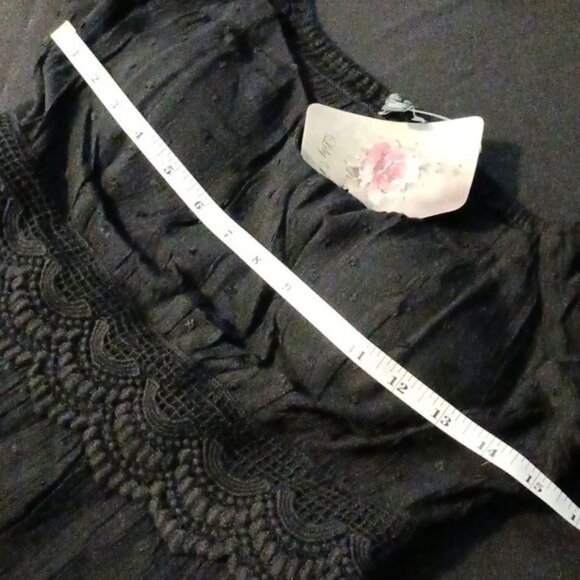 NEW Lily Rose Black Empire Waist Mini Dress, Size M, Flutter Sleeve Skater Dress - Picture 13 of 16